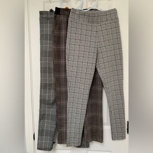 Bundle of three  Gingham leggings, size S, high and middle waist, stretch.